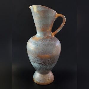 1950's Stangl Antique Gold Light Turquoise Green 12" Ewer Pitcher Vase EUC